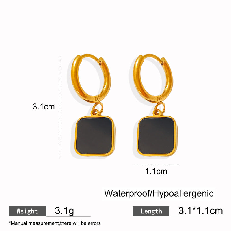 Elegant Titanium Steel Drip Oil Plated Stud Earrings for Women