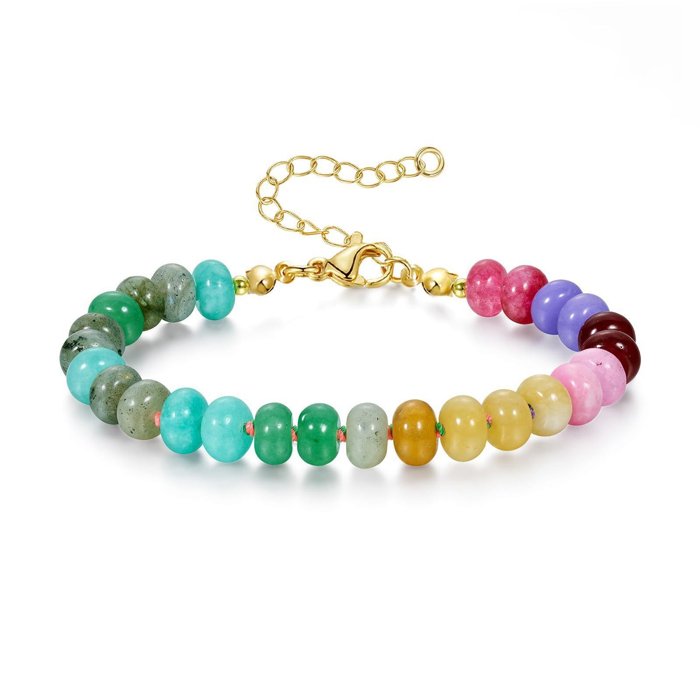 Bohemian Natural Gemstone Round Beaded Bracelet for Women