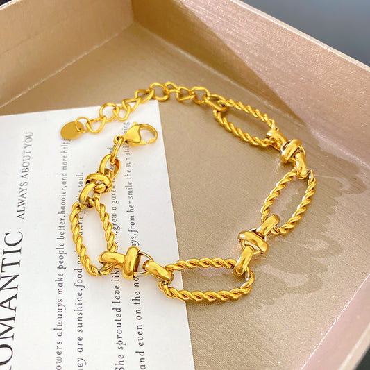 Minimalist Sweet Round Star Pattern Rope Chain Titanium Steel Bracelet Unisex
