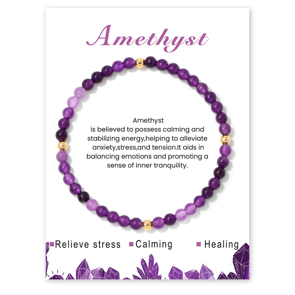 Vintage Geometric Amethyst Rose Quartz Beaded Bracelet for Women