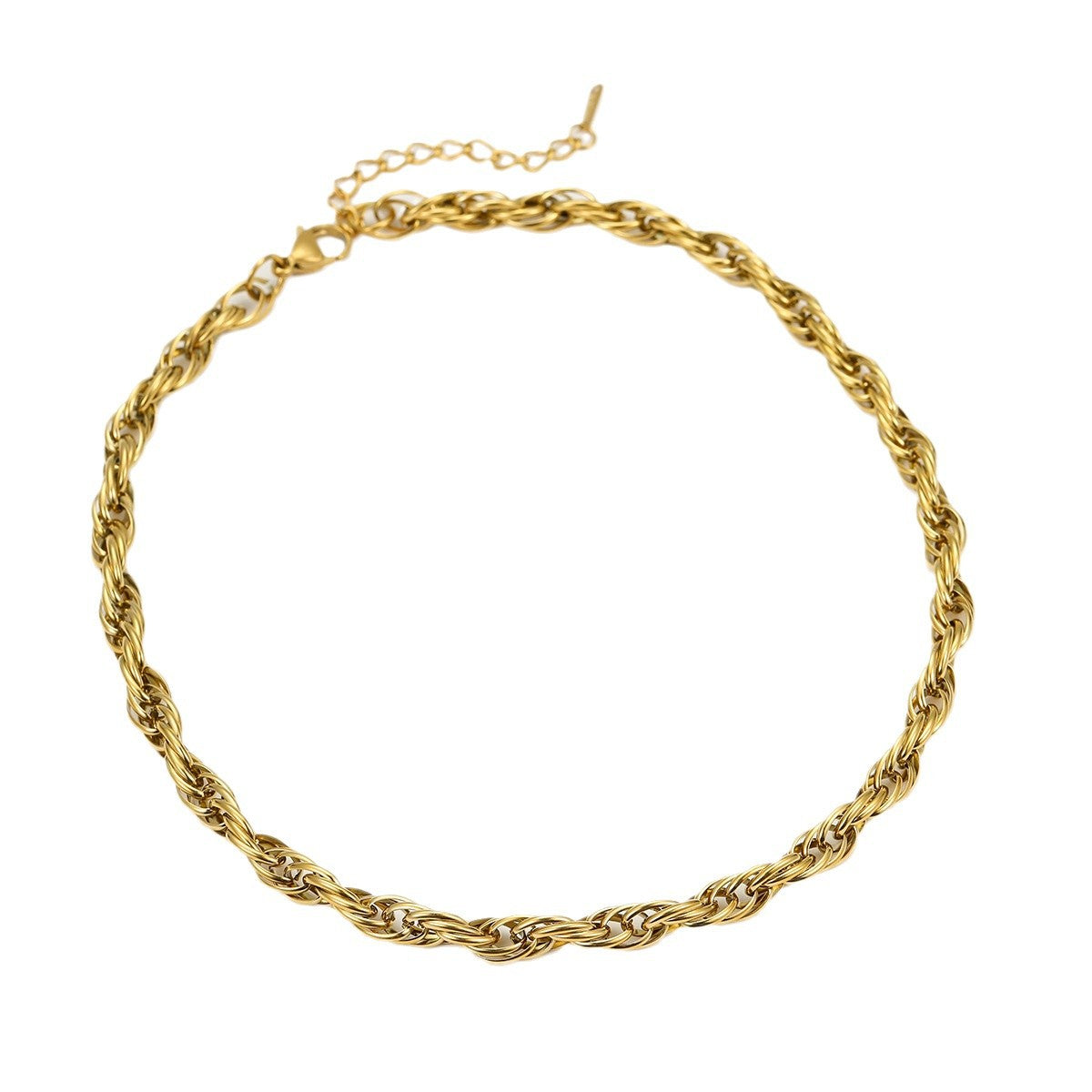 Collar de clavícula de acero inoxidable con diseño de torsión de moda para mujer con acabado chapado