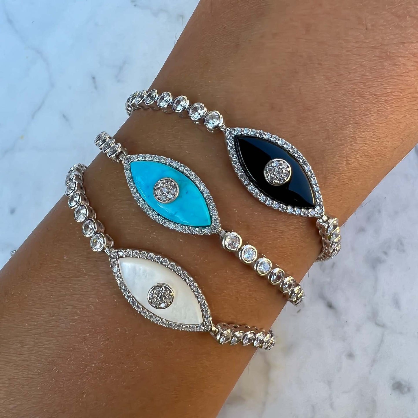 Fashion-Forward Teardrop-Shaped Evil Eye Pendant Necklace in Copper with Titanium Steel Charm and 18K Gold Plating