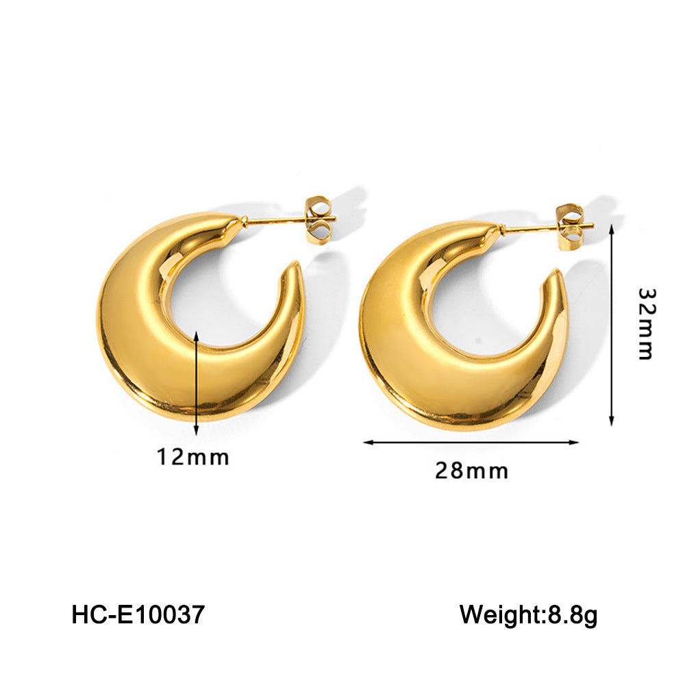 Pendientes de Acero Inoxidable Huecos Geométricos Minimalistas para Mujer con Acabado Chapado