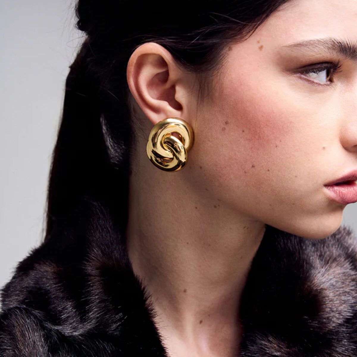 Orecchini "Old Money Style" placcati oro 18 carati in acciaio inossidabile, geometrici a doppio cerchio, esagerati, unisex, gioielli moda per pendolari