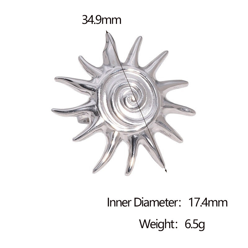 Minimalist Sun Symbol Open Ring for Women in Stainless Steel with 18K Gold Plating