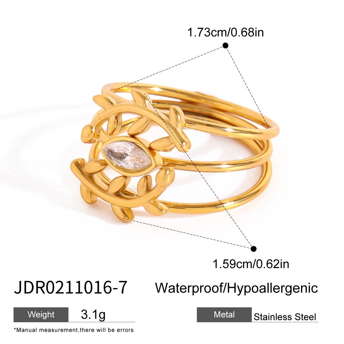 Geometric Floral Plated Stainless Steel Ring for Women