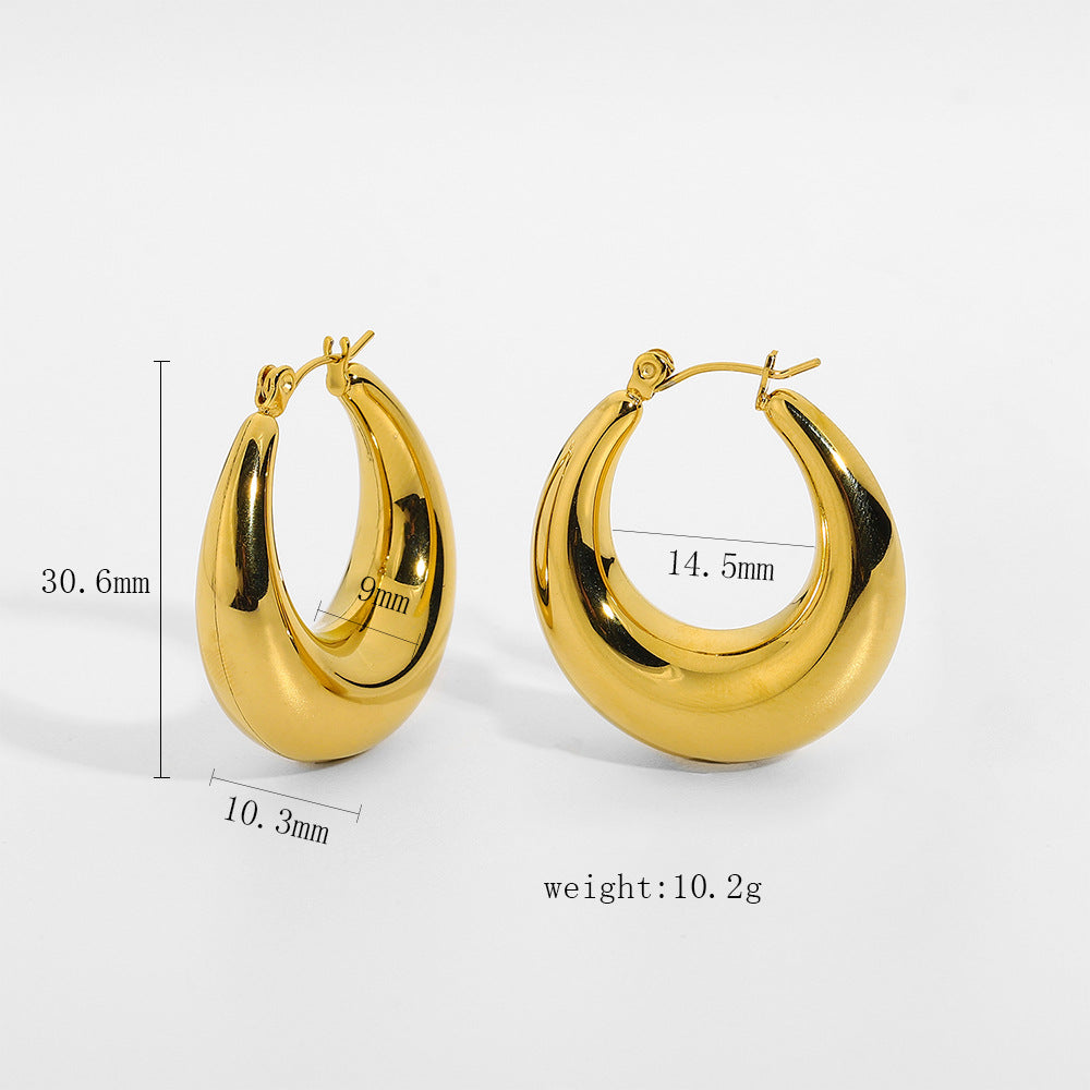 Pendientes de Aro de Acero Inoxidable Geométricos con Acabado Chapado para Mujer, Joyería de Moda Minimalista y Elegante