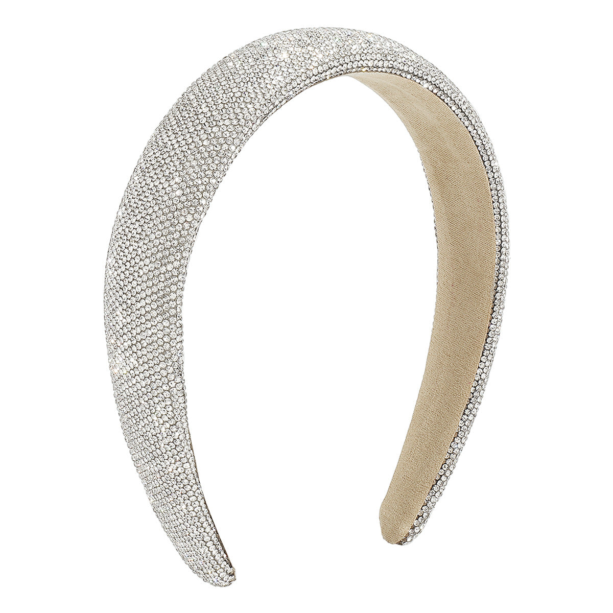 Cerchietto Geometrico con Strass "Sweet-Edgy" per Donna con Base Spessa in Spugna e Design Scintillante di Ispirazione Vintage
