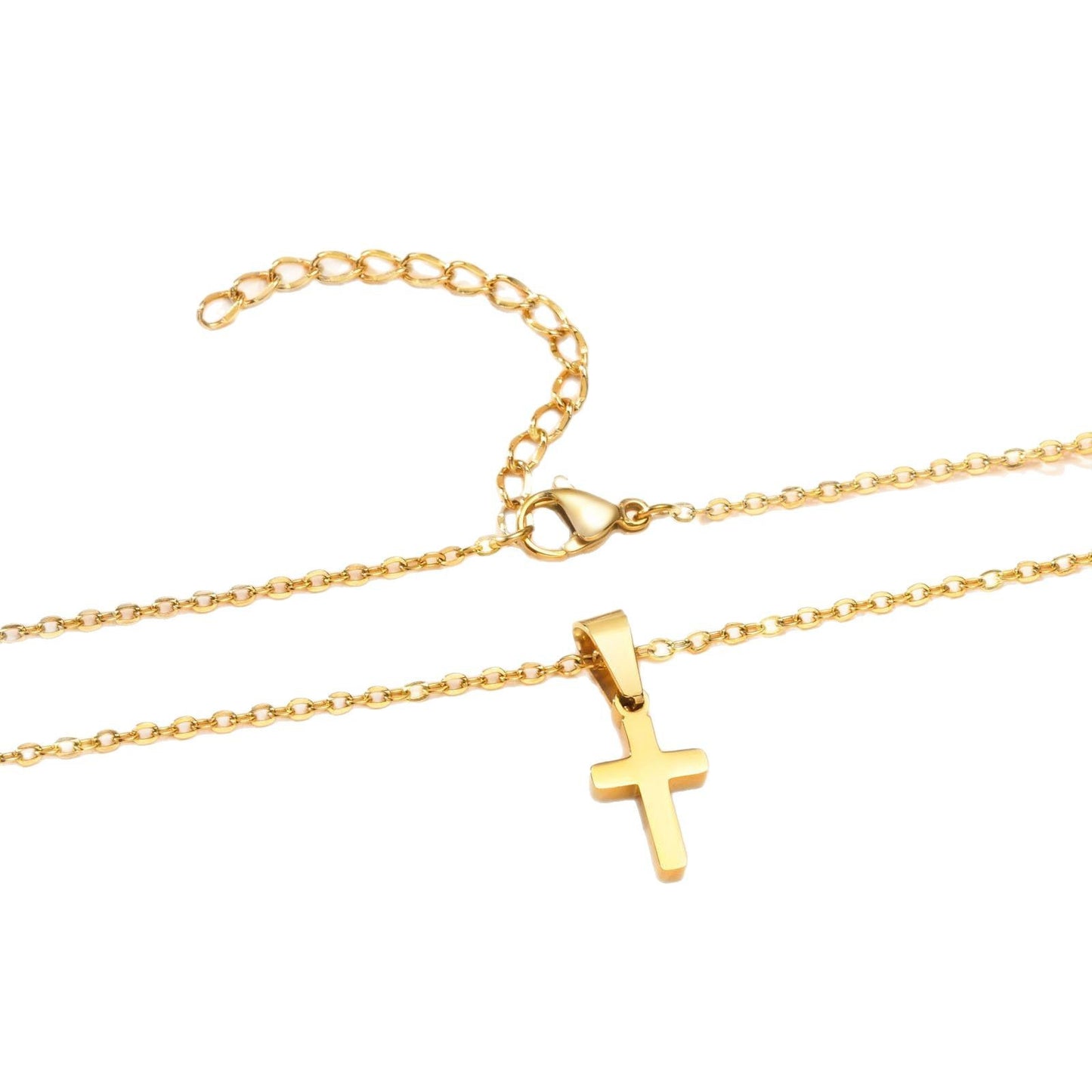 Minimalist Cross Stainless Steel Curb Chain Necklace Unisex