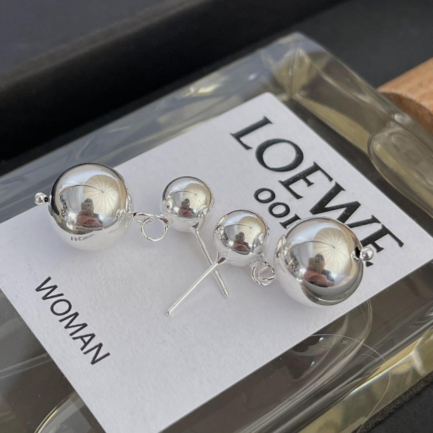 Minimalist Round Bead Stud Earrings in 925 Sterling Silver with Geometric Faceted Cubic Design