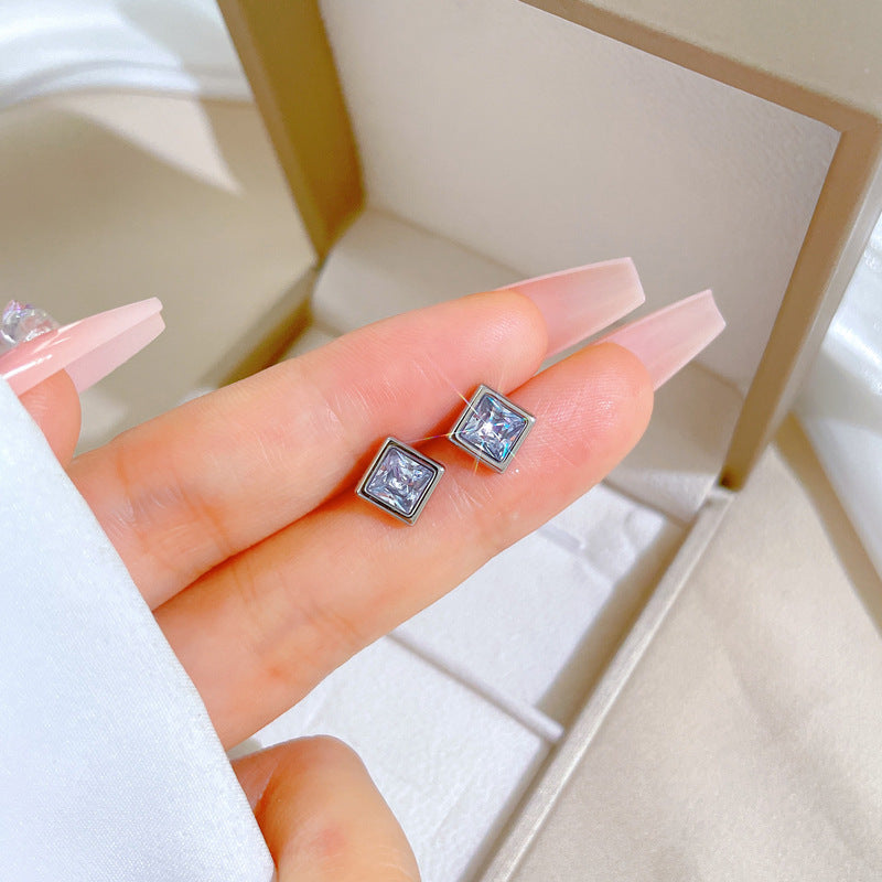 Minimalist Sweet Geometric Titanium Steel Plated Stud Earrings