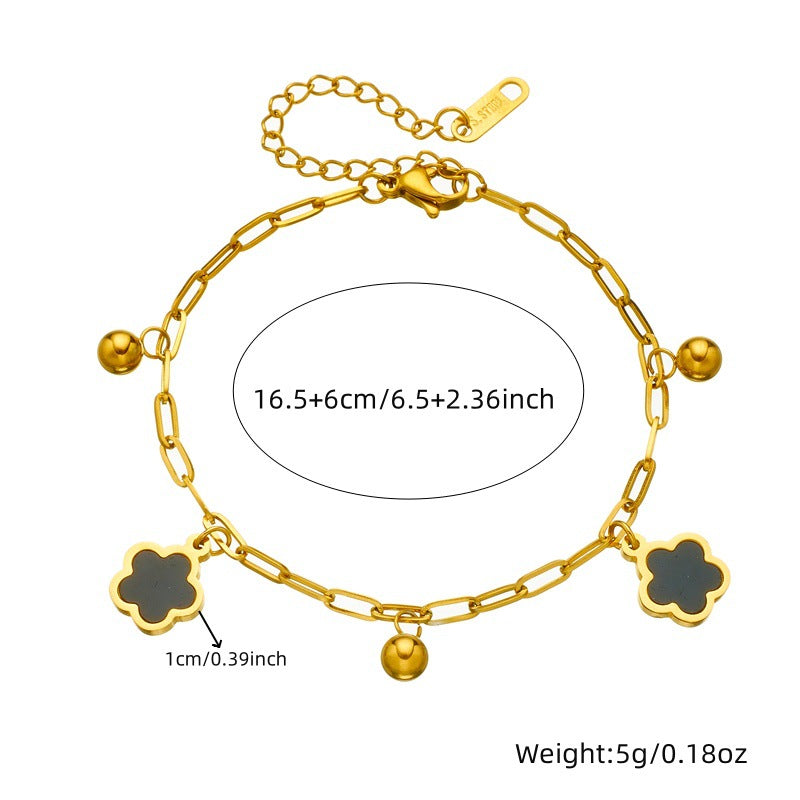 Bracciale da donna a catenina con ciondolo floreale in acciaio inossidabile placcato minimalista