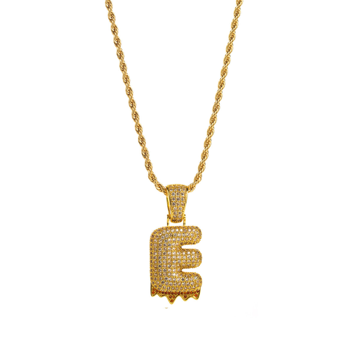 Collana con ciondolo a lettera "Sweet-Edgy" da donna in ottone con intarsio in zirconi cubici su catena a clavicola