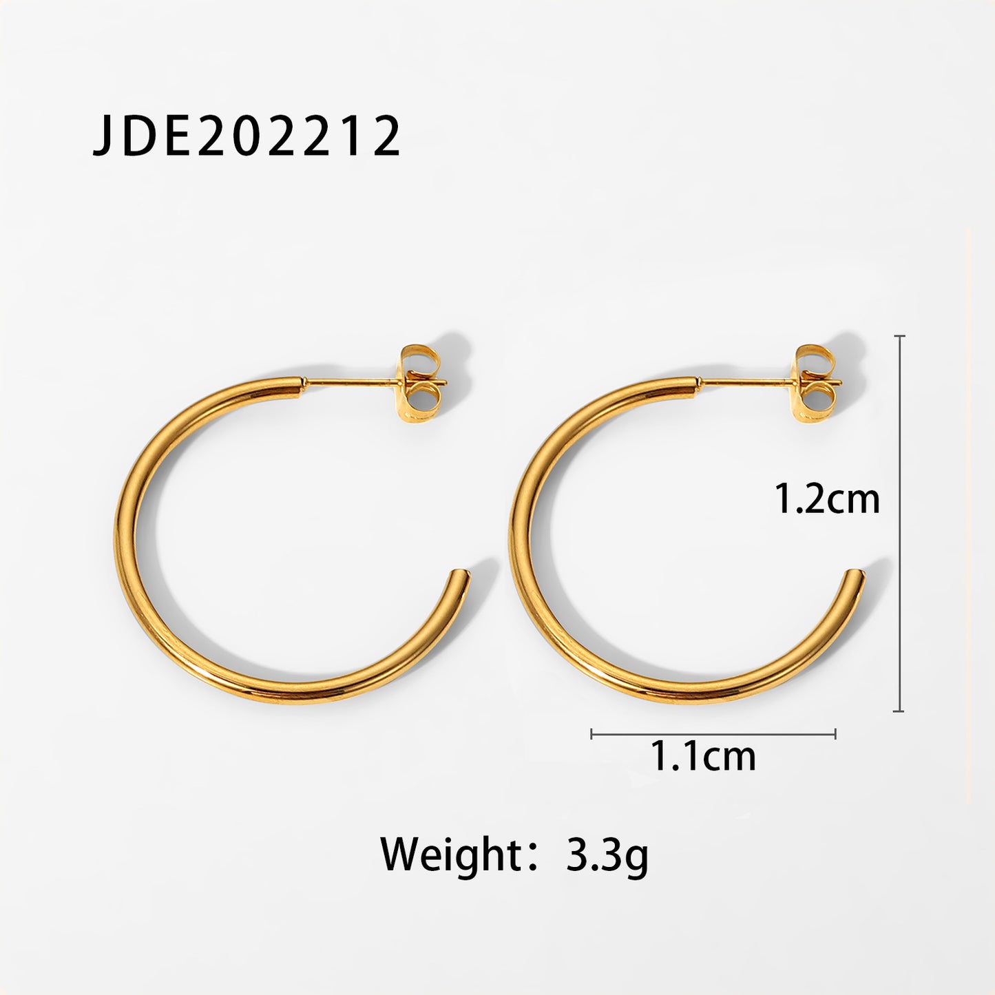 Minimalist Geometric C-Shaped Titanium Steel Earrings with 18K Gold Plating for Women