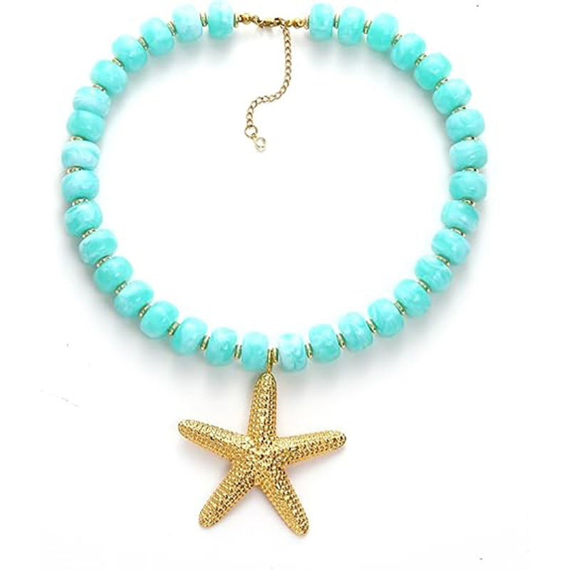 Casual Resin Acrylic Shell Starfish Pendant Necklace for Women