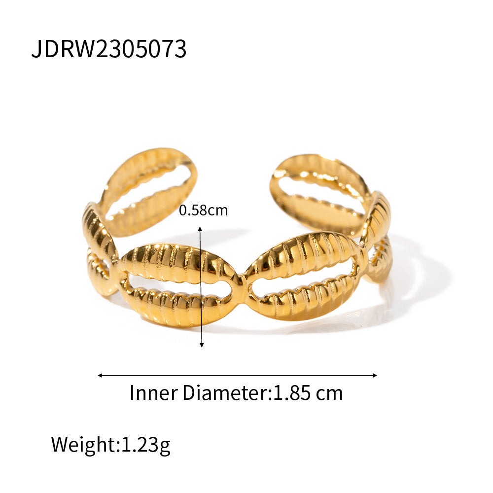 Anello da donna in acciaio al titanio con motivo a conchiglia, ispirato all'oceano, accessorio di moda in acciaio inossidabile galvanizzato