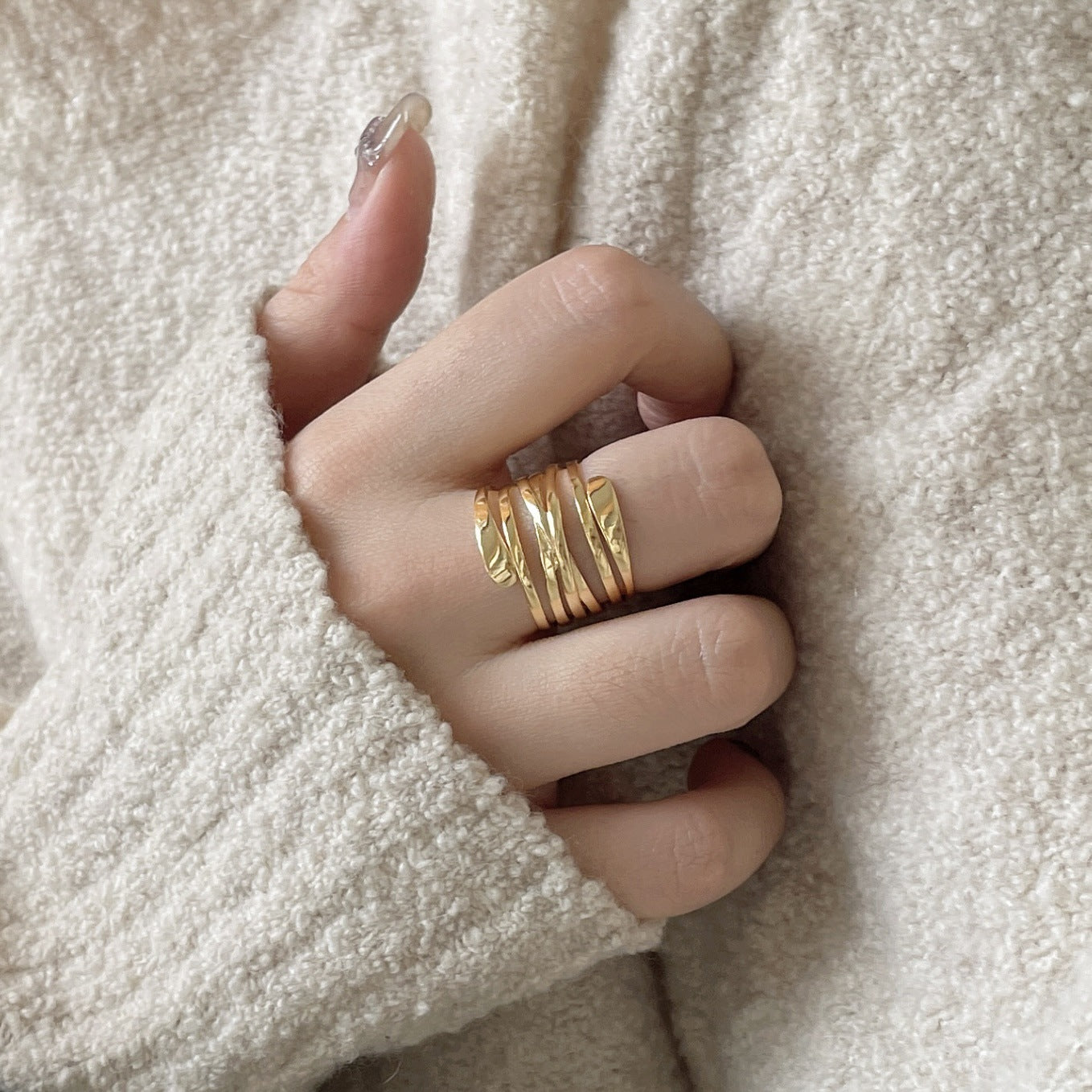 Sweet Minimalist 925 Sterling Silver Geometric Inlay Ring for Women