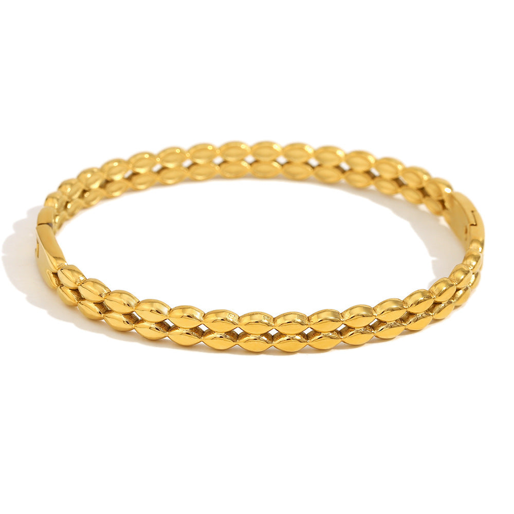 Bracciale a Fiore da Donna in Acciaio Inossidabile Placcato Oro 18K a Goccia Minimalista con Catena a Maglie Audaci