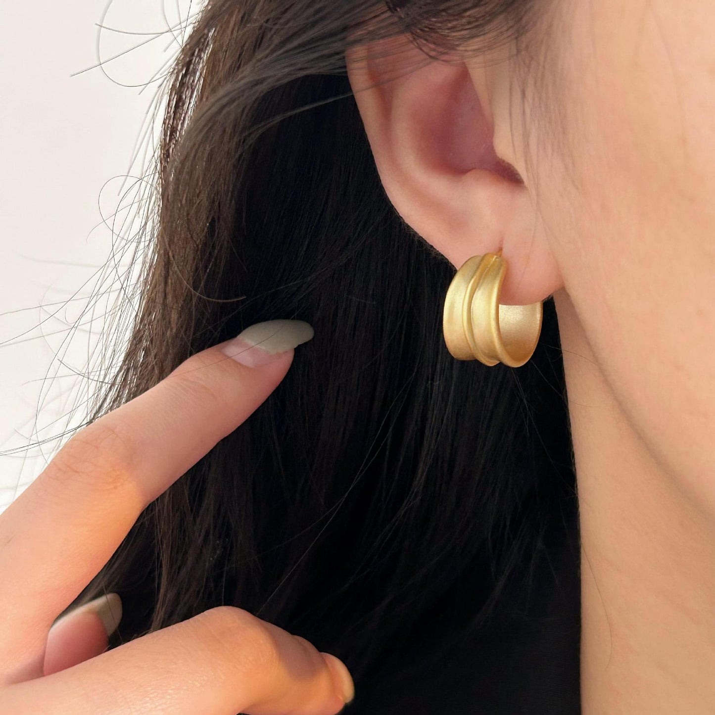 Orecchini geometrici placcati opachi minimalisti in argento sterling 925