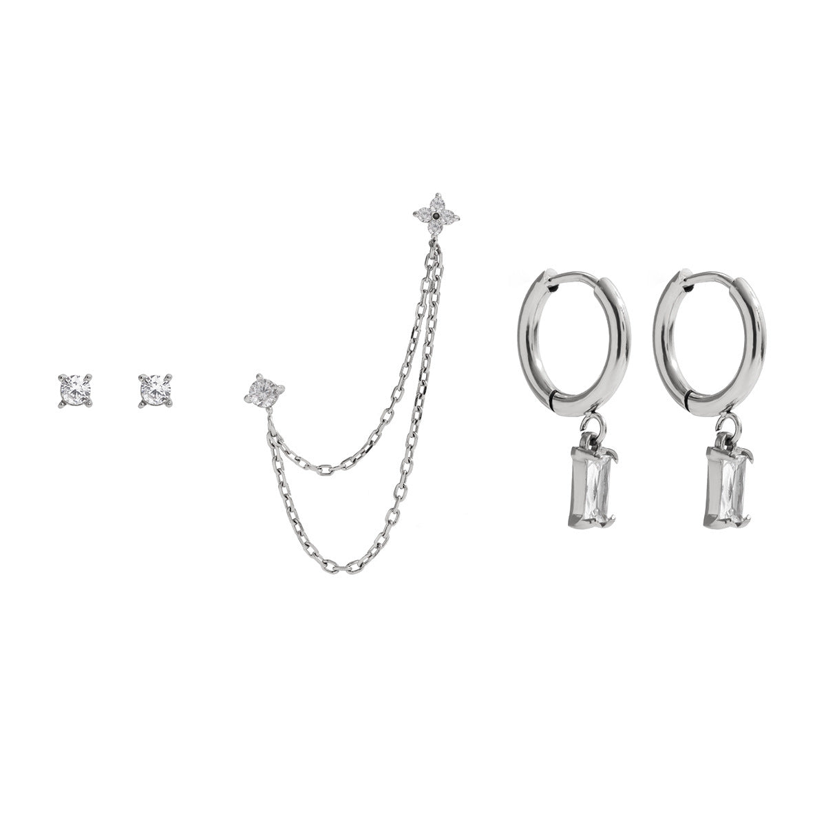 Elegant Geometric Stainless Steel Plated Cubic Zirconia Earrings for Women
