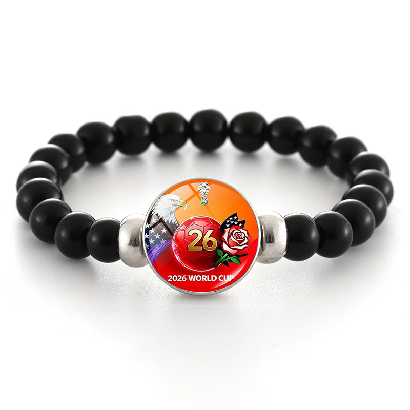 Unisex Geometric Round Crystal Beaded Bracelet World Cup Commemorative Jewelry