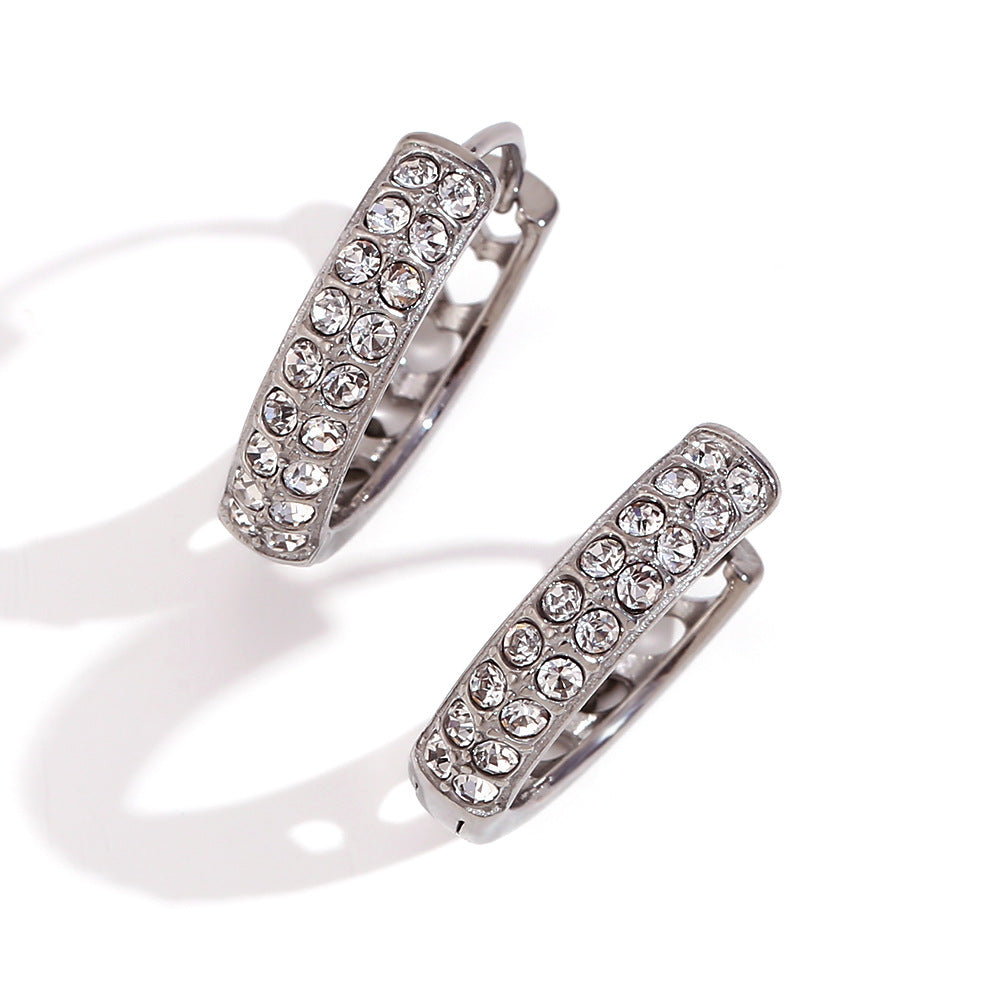 Vintage Geometric Stainless Steel Earrings with 18K Gold Plating for Women