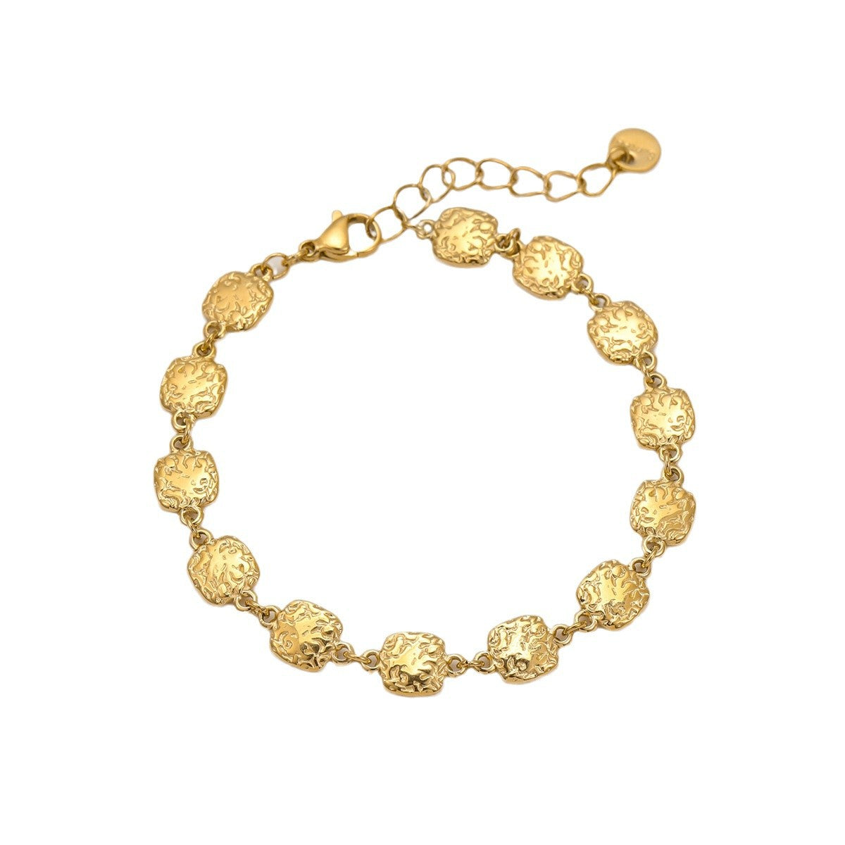 Braccialetto da donna alla moda minimalista quadrato con texture martellata placcato oro in acciaio inossidabile