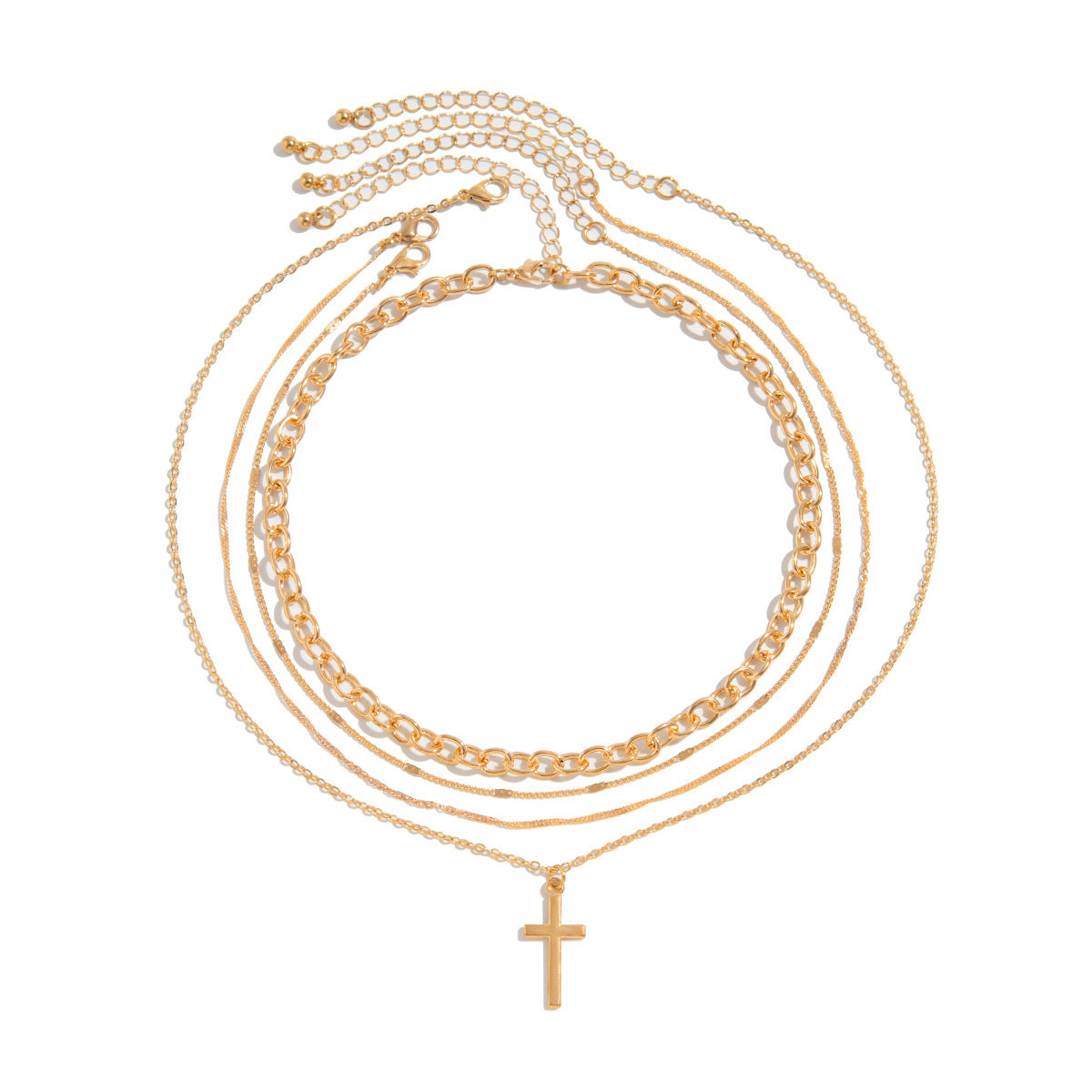 Minimalist Cross Pendant Necklace for Women with Zinc Alloy Pendant and Crystal Inlay on Handmade Chain