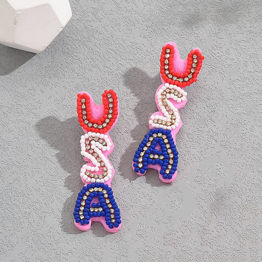 Set de pendientes minimalistas asimétricos de corazón y geométricos para mujer con engaste de micro-pavé y perlas