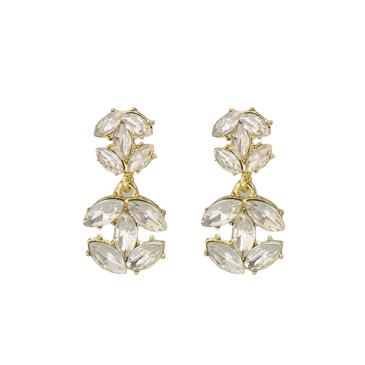 Aretes Geométricos de Mujer en Aleación de Zinc con Incrustaciones de Cristal, Pendientes Minimalistas de Lujo con Formas Triangulares y Ovaladas con Acentos de Puntos
