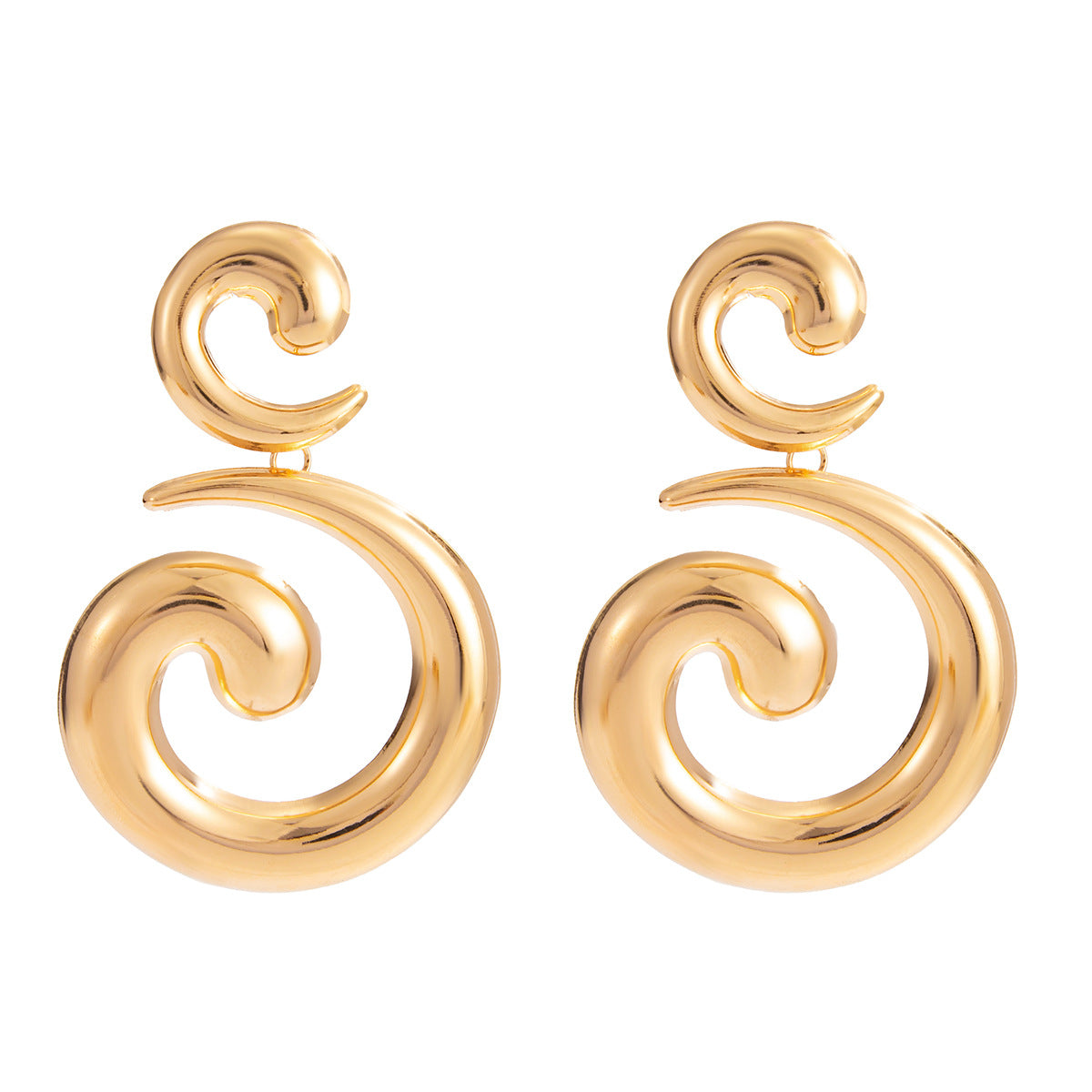Exaggerated Geometric Spiral Plated Iron Earrings for Women