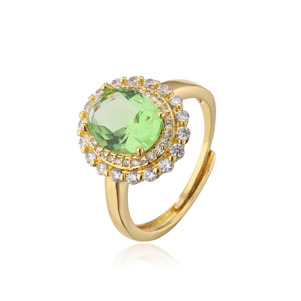 Minimalist Geometric Open Ring for Women Made of Brass with 18K Gold Plating and Zircon Inlay