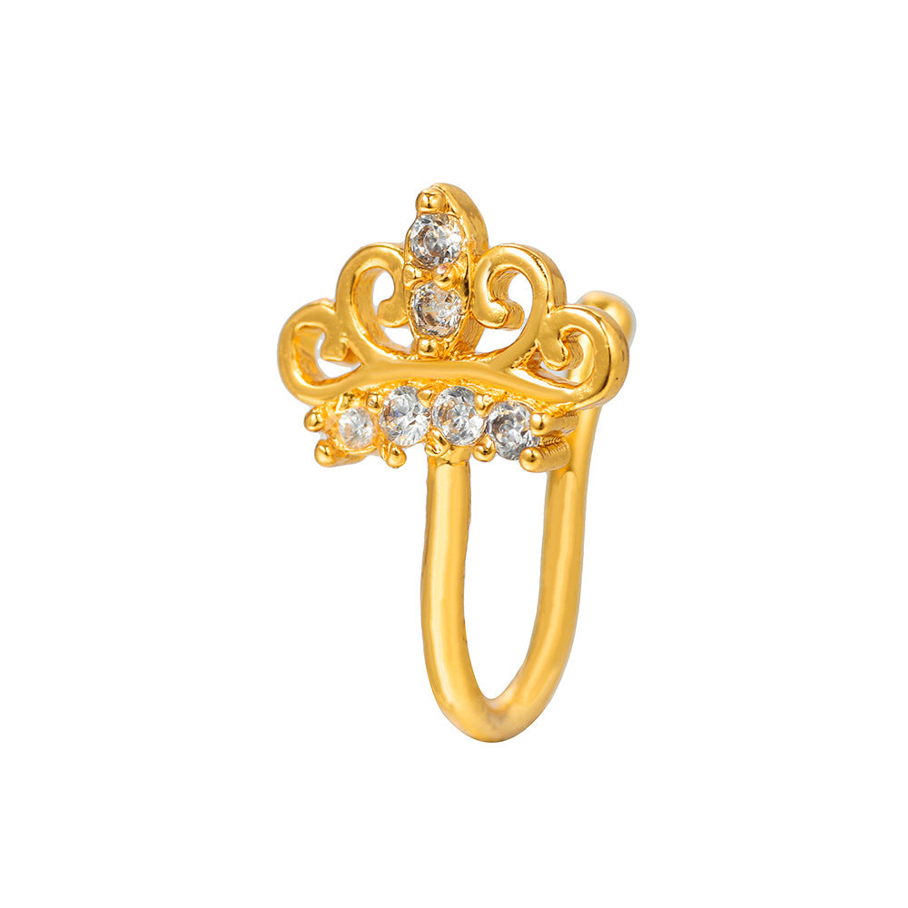 Minimalist Star Geometric Brass Cubic Zirconia Fake Nose Ring for Women