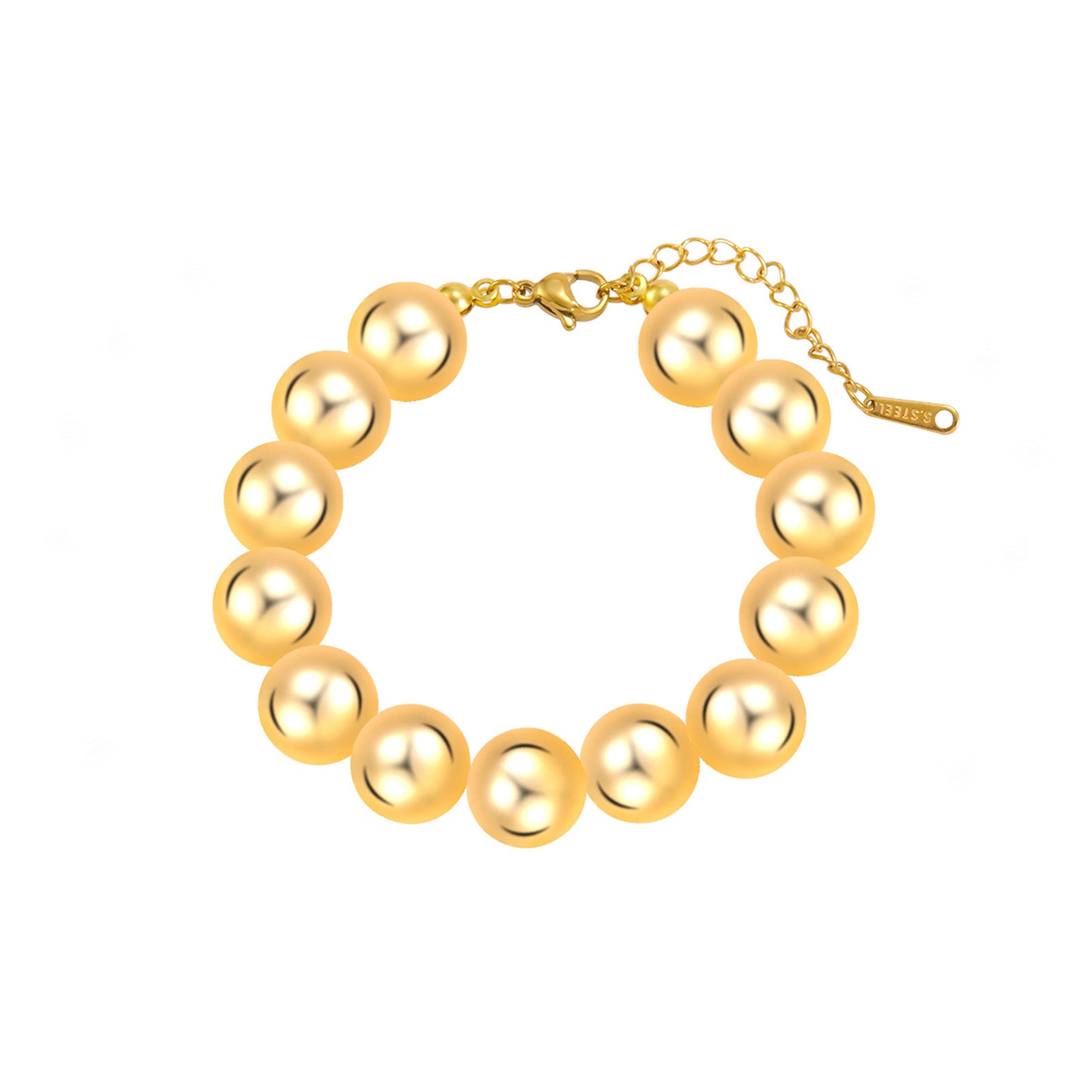 Hip-hop Punk Geometric Round Ball Chain Stainless Steel Necklace and Bracelet Set