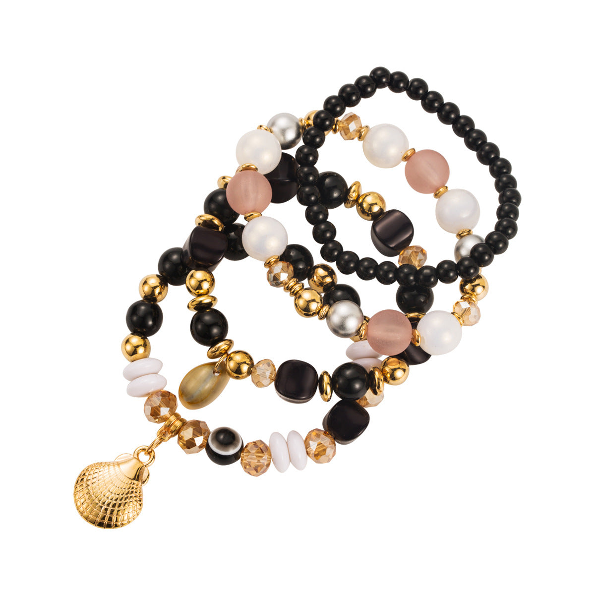 Set di bracciali da donna in stile bohémien con conchiglie e perline geometriche, gioielli per vacanze estive al mare