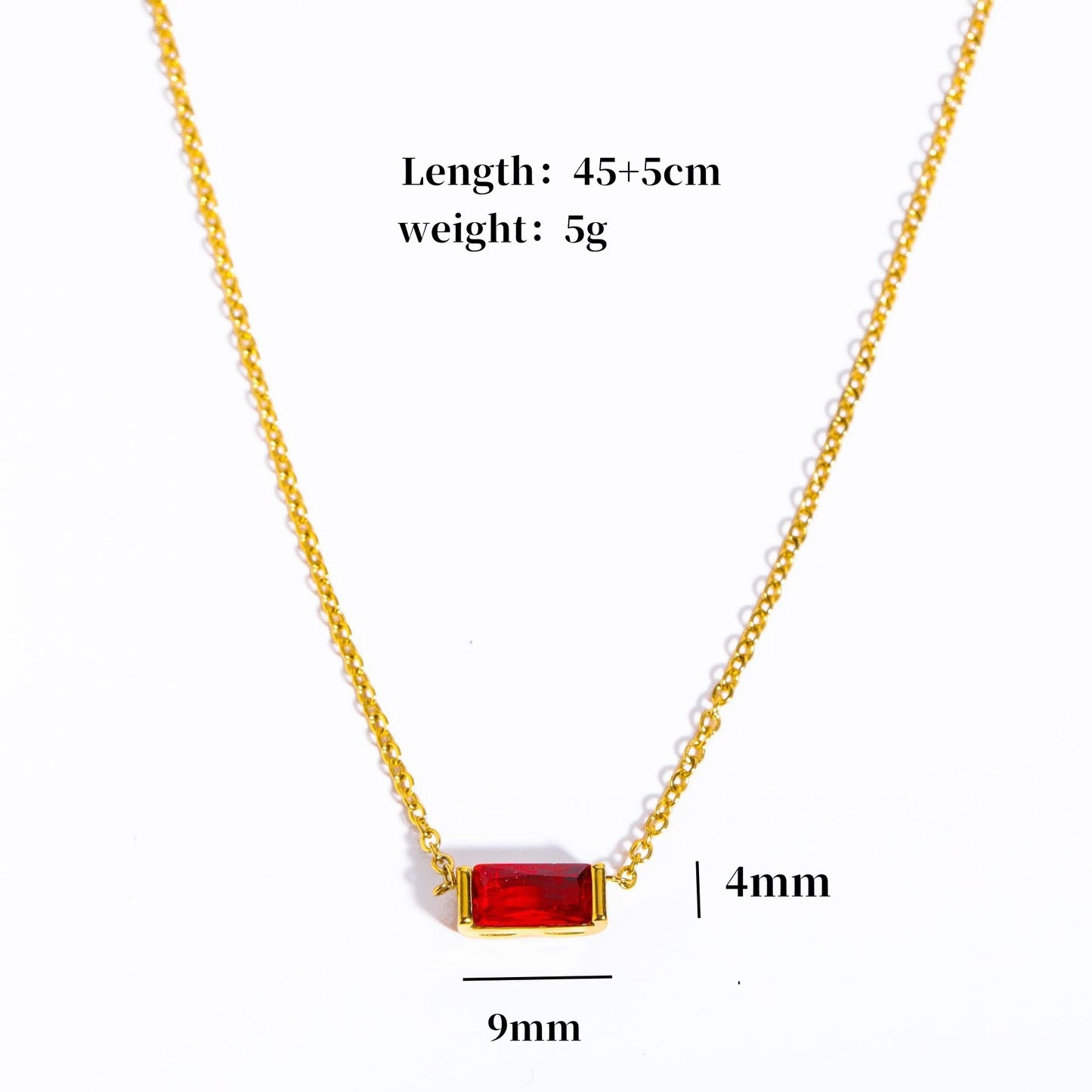 Collana Geometrica Placcata in Acciaio al Titanio con Zirconia Cubica Pietra Portafortuna Unisex