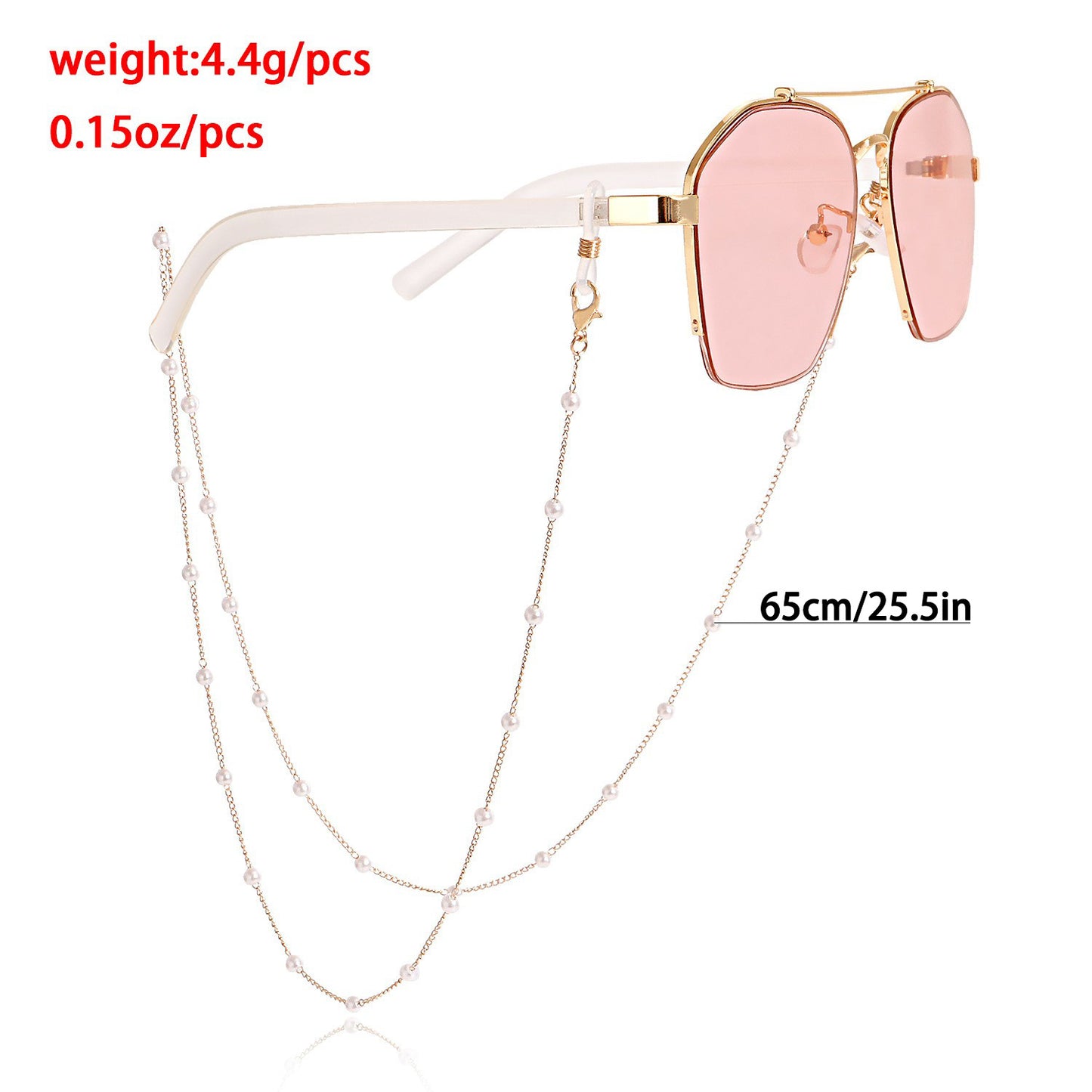 Casual Geometric Alloy Chain with Pearl and Crystal Inlay for Mask and Glasses