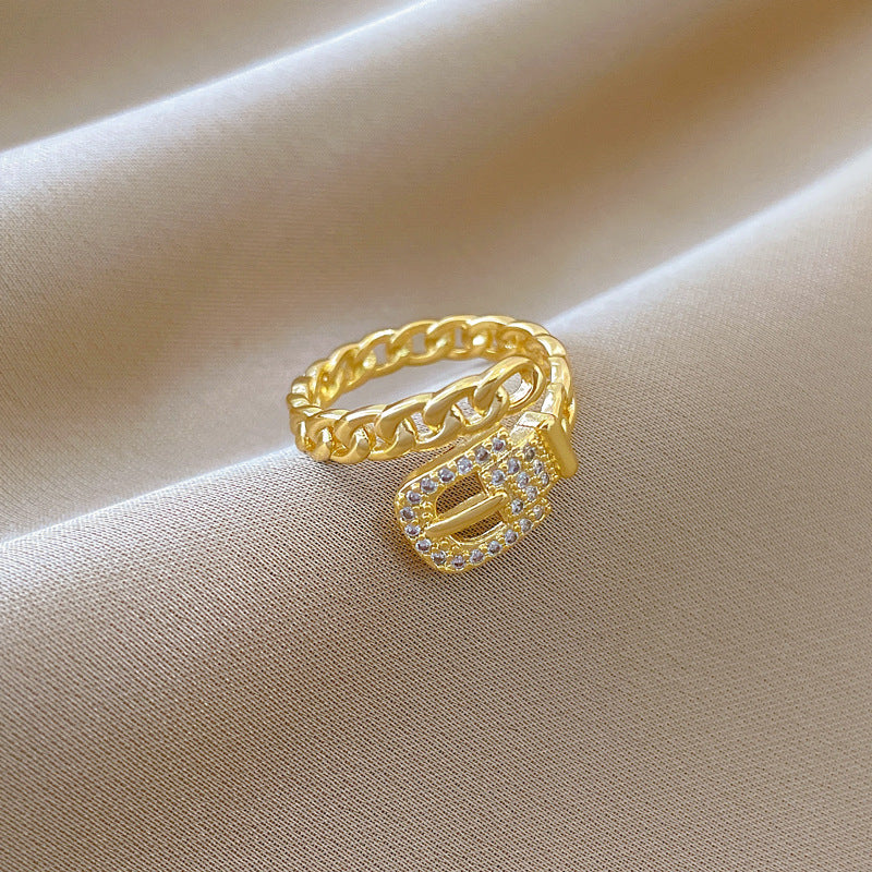 Anello regolabile da donna in ottone placcato oro a forma di corona in stile fumetto