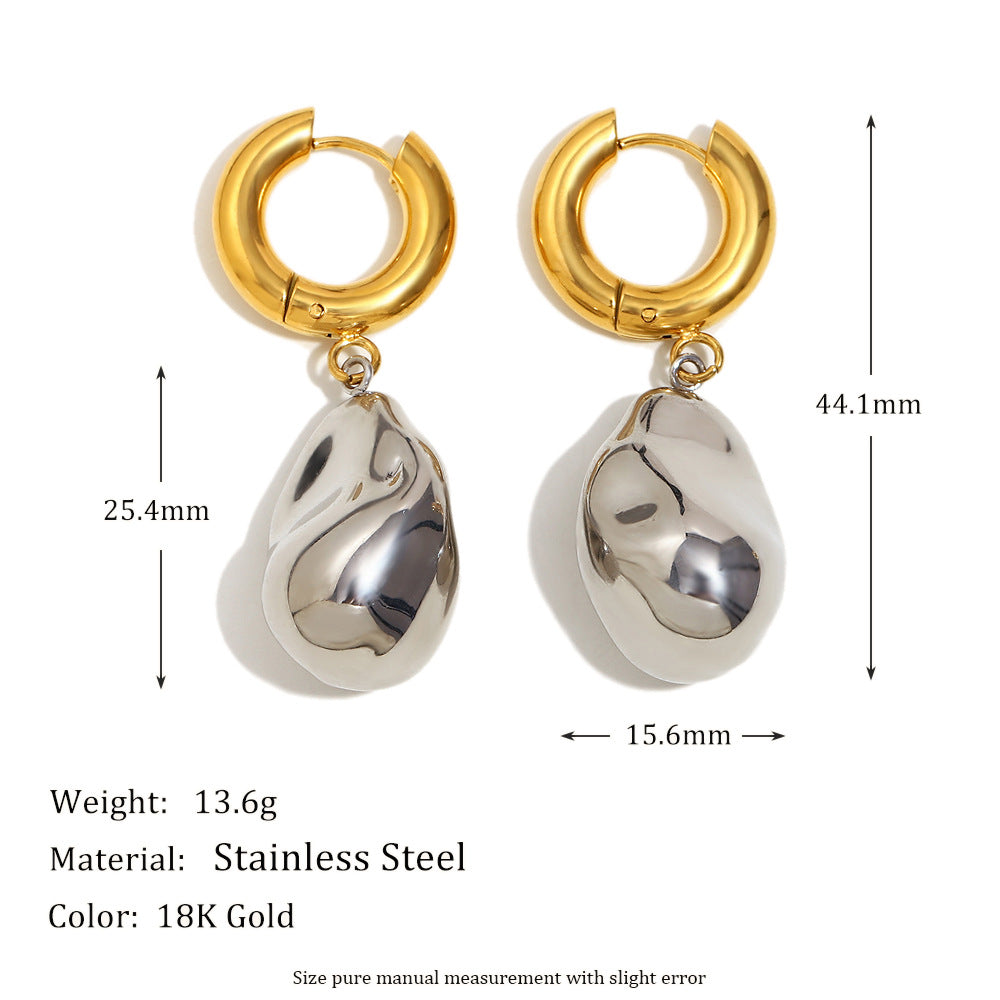 Orecchini da donna minimalisti geometrici a forma di arachide in acciaio inossidabile placcati oro 18K
