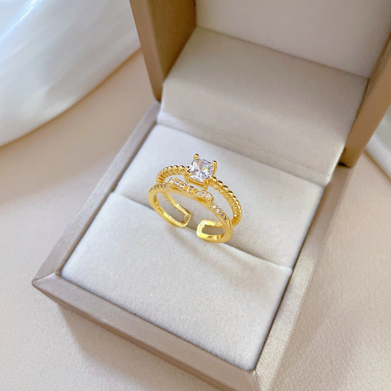 Anello Farfalla Nodo Strass Completo Regolabile Stile Giapponese Minimalista Dolce Gioielli Donna