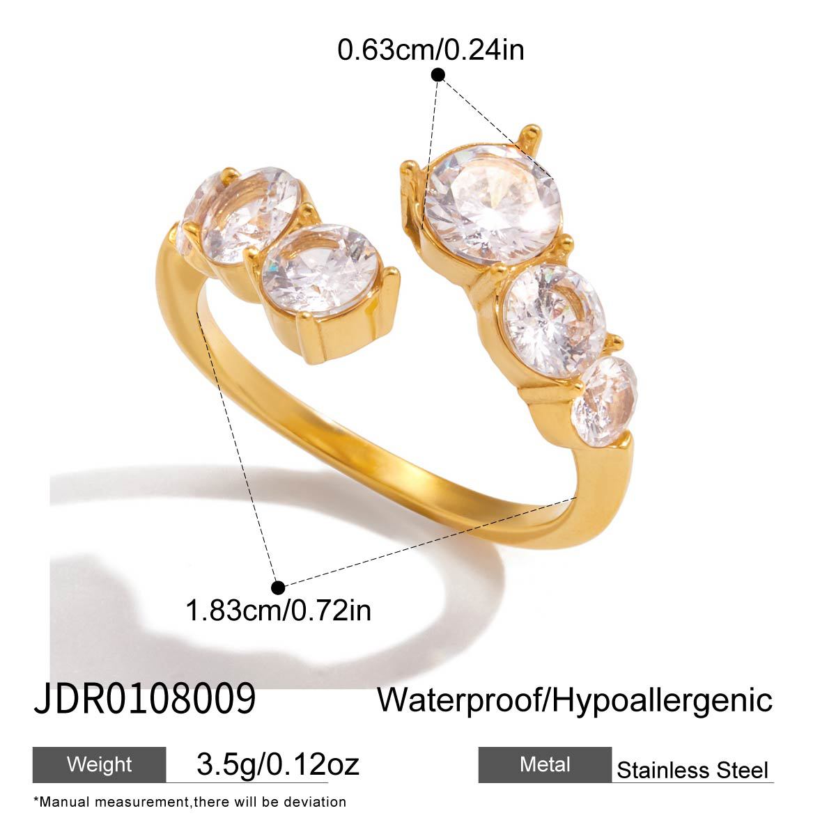 Anello Minimalista Geometrico in Acciaio al Titanio con Intarsio di Zirconi per Donne Gioielli Ipoallergenici in Acciaio Inossidabile