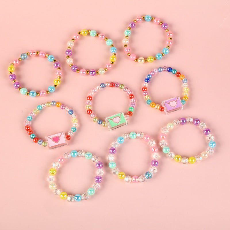 Braccialetto Acrilico Colorato a Forma di Busta per Bambini con Design Geometrico e Stile Graziosa Principessa