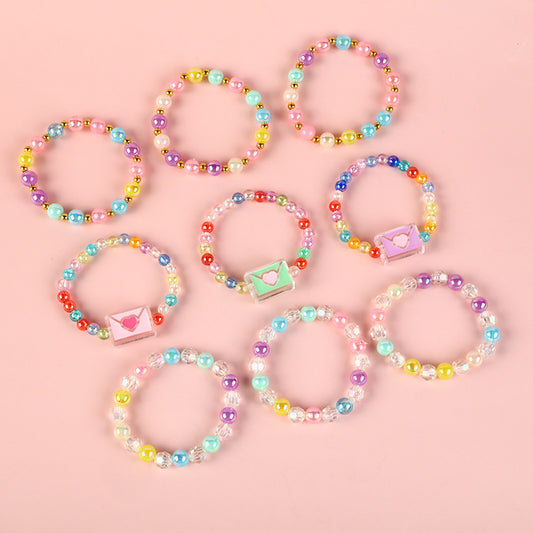 Braccialetto Acrilico Colorato a Forma di Busta per Bambini con Design Geometrico e Stile Graziosa Principessa