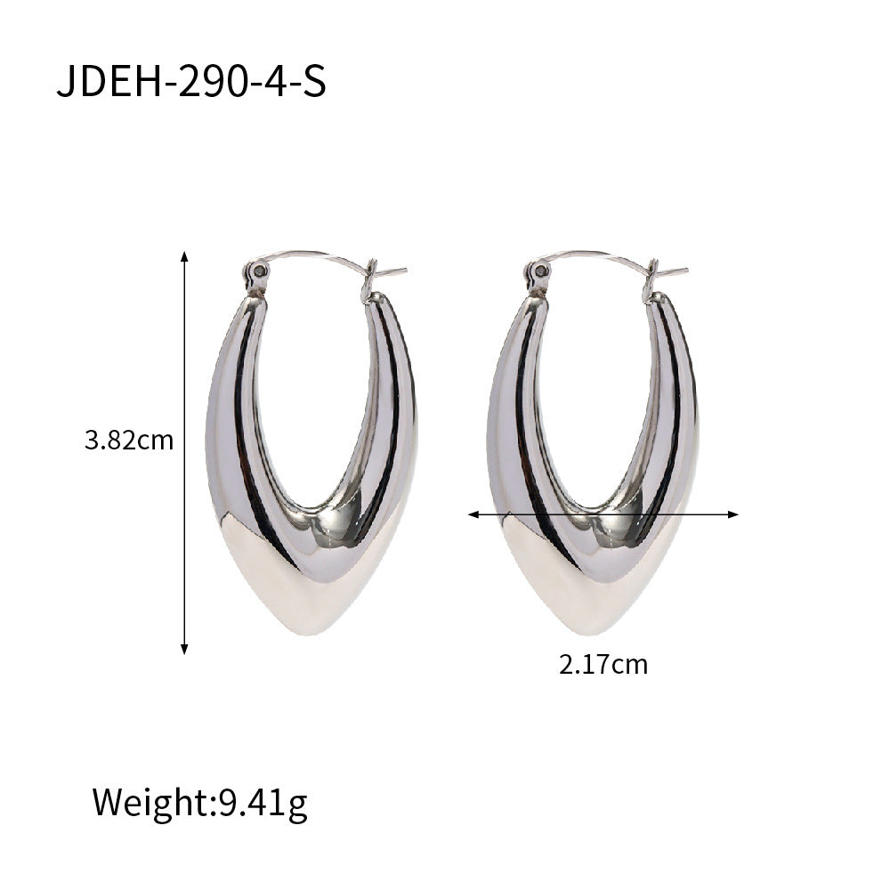 Orecchini a Cerchio da Donna in Acciaio Inossidabile Geometrici Minimalisti con Finitura Lucida e Design Vuoto