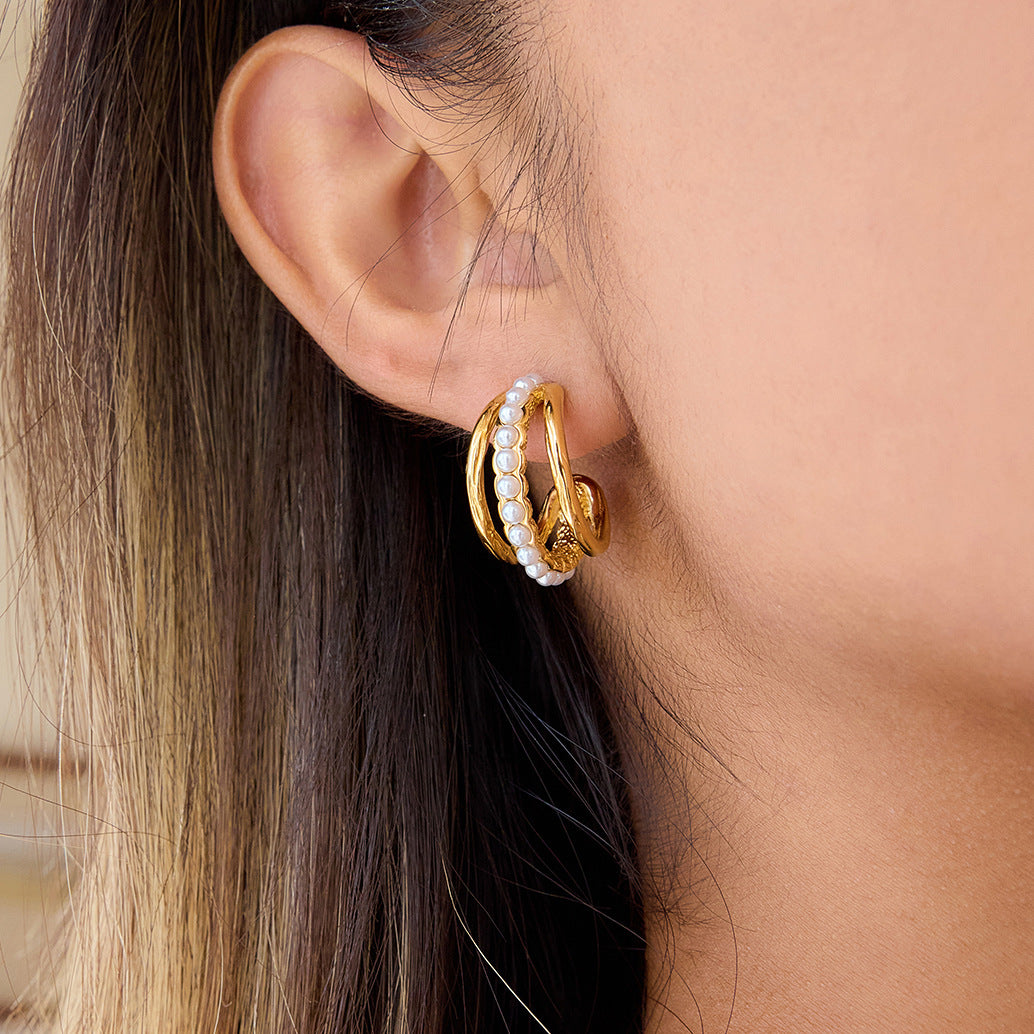 Pendientes de Acero Inoxidable Geométricos con Acabado Chapado para Mujer Joyería Minimalista Elegante para la Oreja
