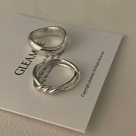 Minimalist Geometric Line Knot Hollow Heart Shape 925 Sterling Silver Ring for Women