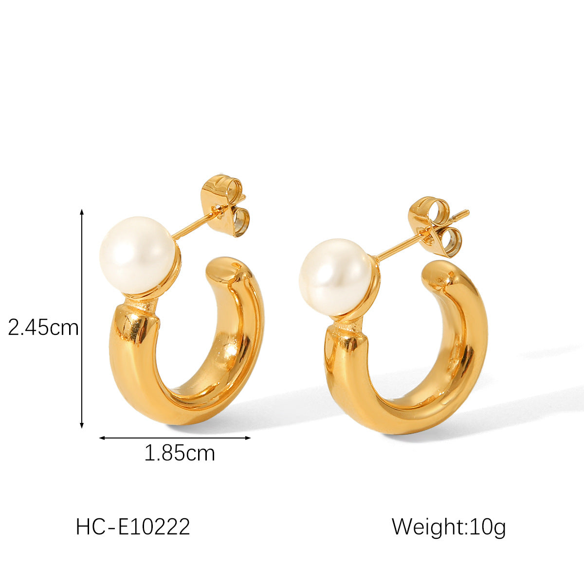 Elegant French-Inspired Pearl Stud Earrings for Women with Stainless Steel Posts and 18K Gold Plating