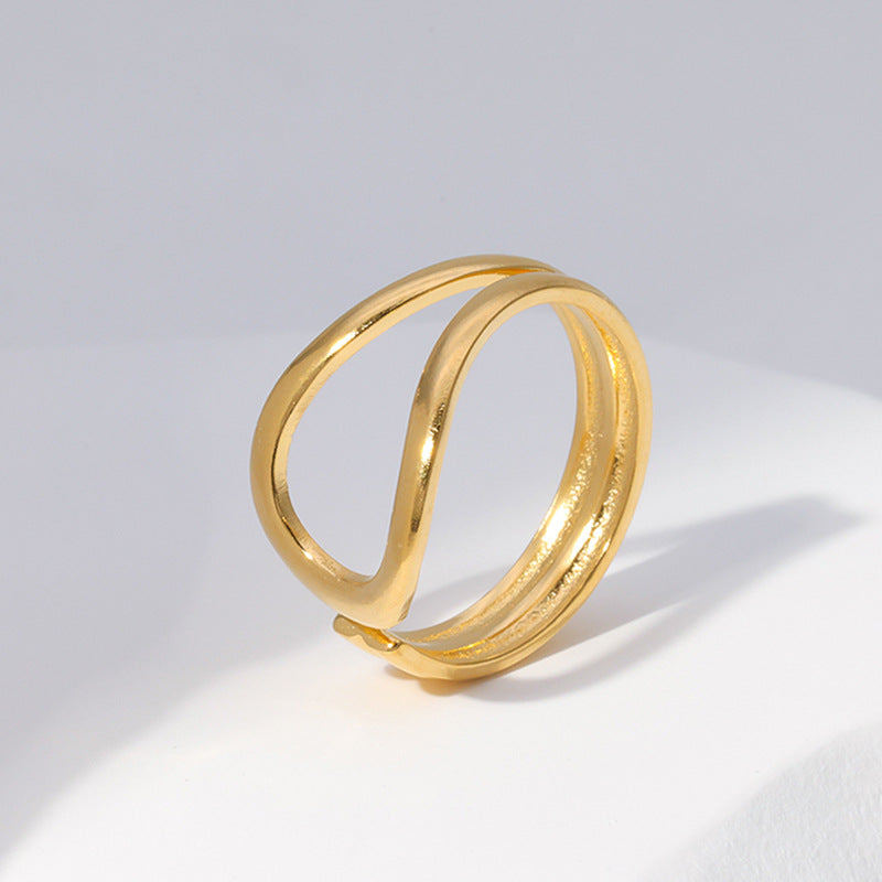 Minimalist Geometric Stainless Steel Ring for Women with Plated Finish Cold Aesthetic Luxury Design