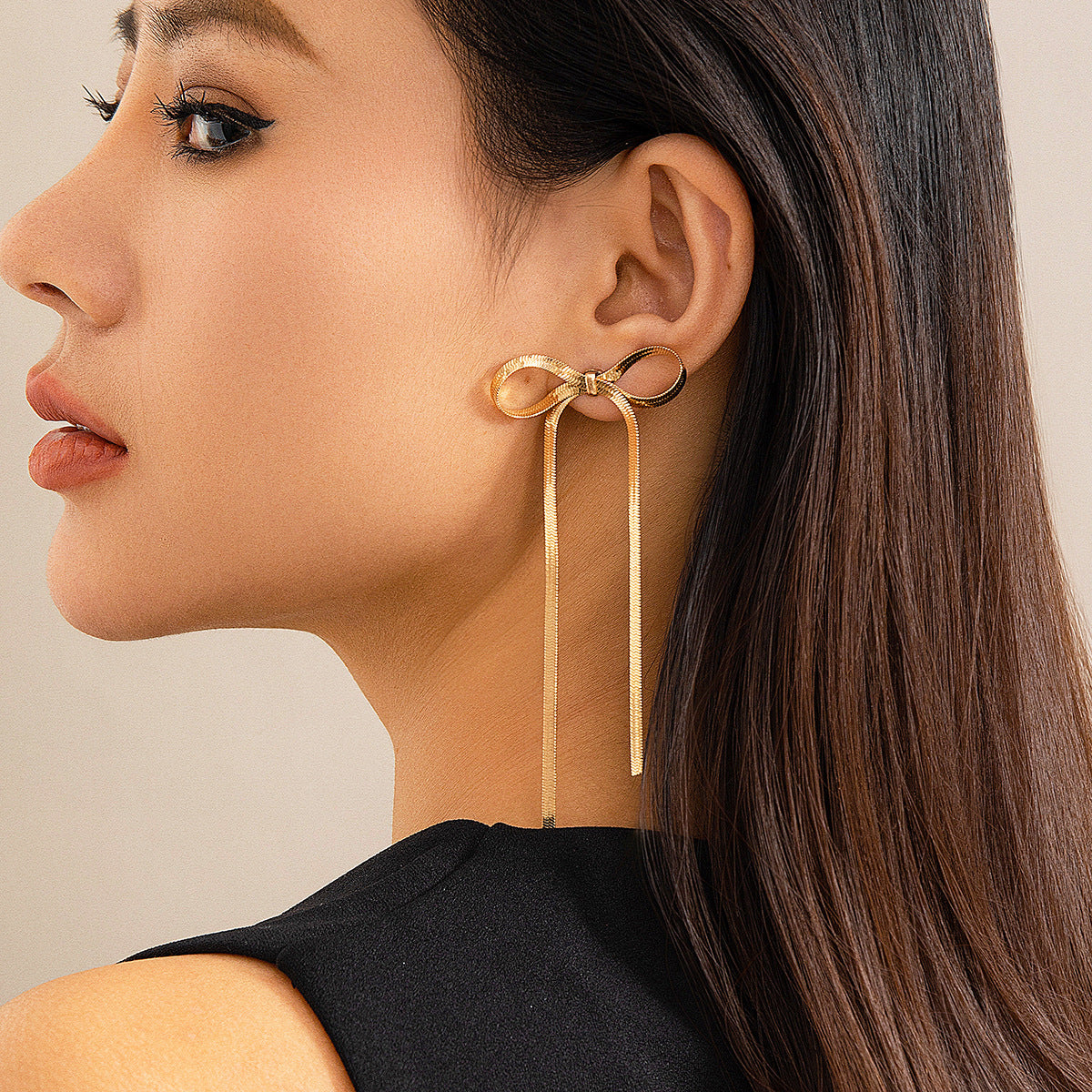 Minimalist Geometric Bow Alloy Plated Earrings for Women