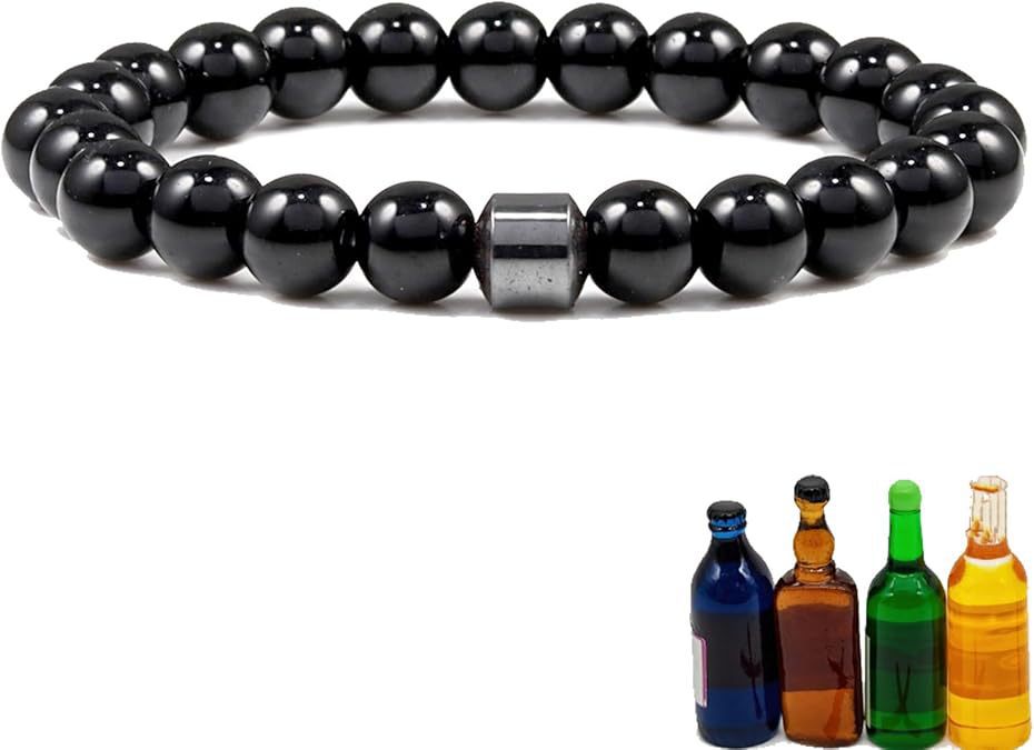 Unisex Magnetic White Pine Black Matte Tiger Eye Agate Beaded Bracelet Geometric Round Gemstone Jewelry